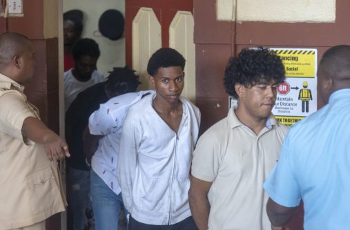 Over a dozen men appeared before Senior Magistrate Fabayo Azore on Wednesday at the Georgetown Magistrates’ Courts, facing serious charges in connection with violent protests that erupted across Georgetown earlier this week.  (Japheth Savory photos)