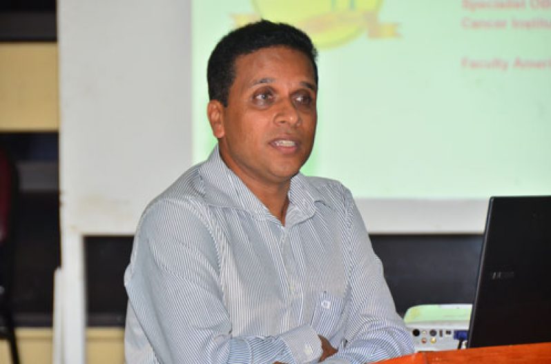 Oncologist, Dr. Rhaguran Ravindranath addressing the gathering (Photos by Adrian Narine)