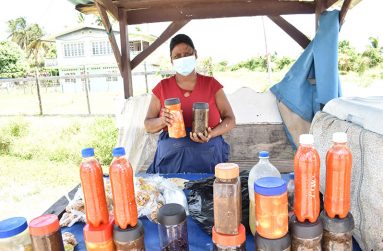 Basmattie Narine at her roadside stall at Miss Phoebe Village (Carl Croker photos)