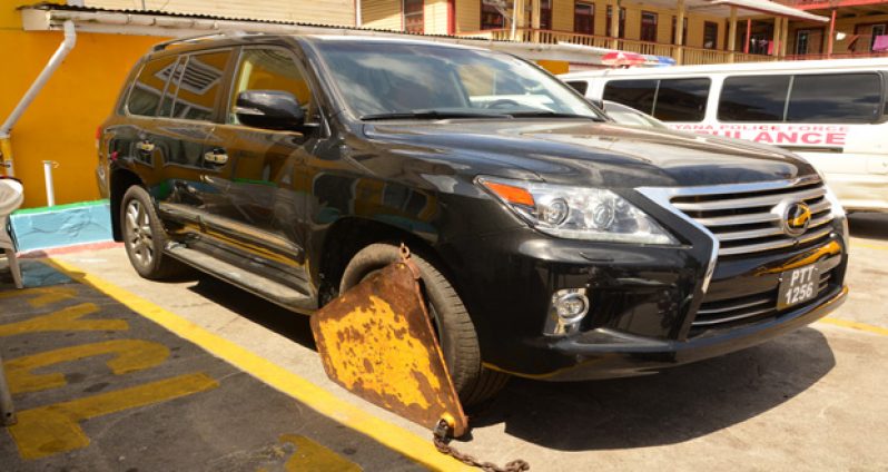 Going nowhere: The police ensured that they secured the vehicle with the false registration number, PTT 1256, to prevent its removal until the investigations are complete