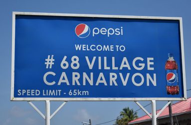 The signage of #68 Village, Carnarvon, Corentyne, Berbice.