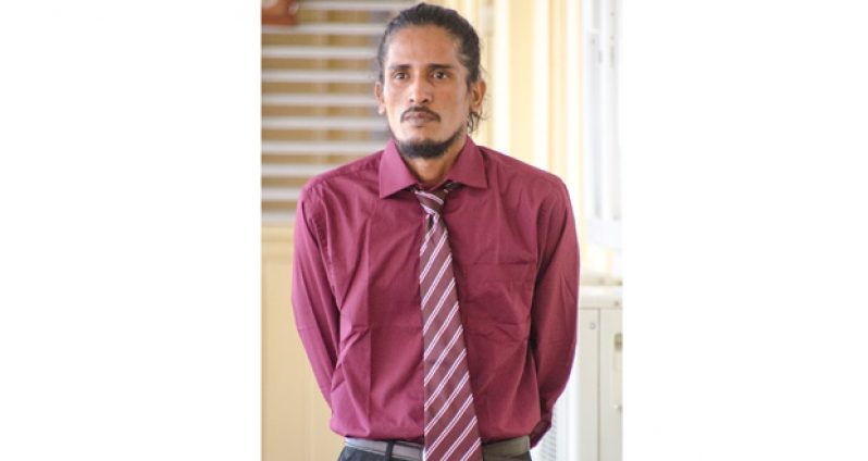 Linden murder accused Lakeraj Fredericks at Court yesterday