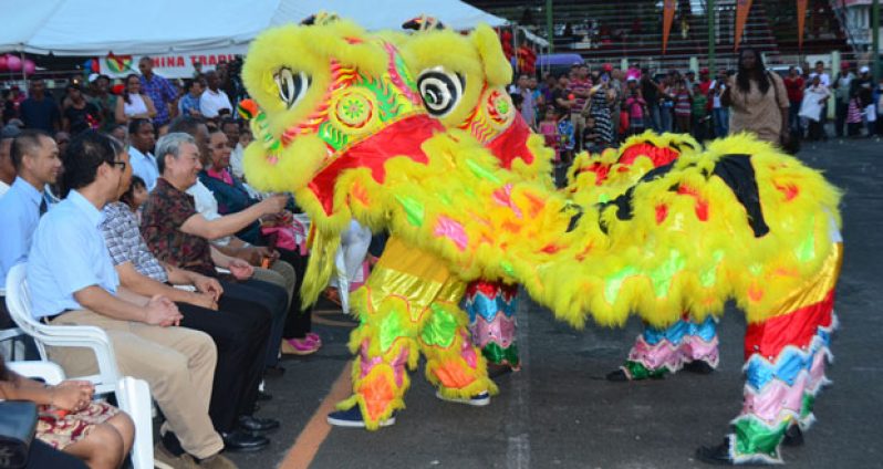 At the traditional celebration of Chinese New Year at the National Park yesterday (Photo by Adrian Narine)