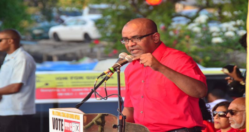 Former President Bharrat jagdeo addresses the Lusignan rally