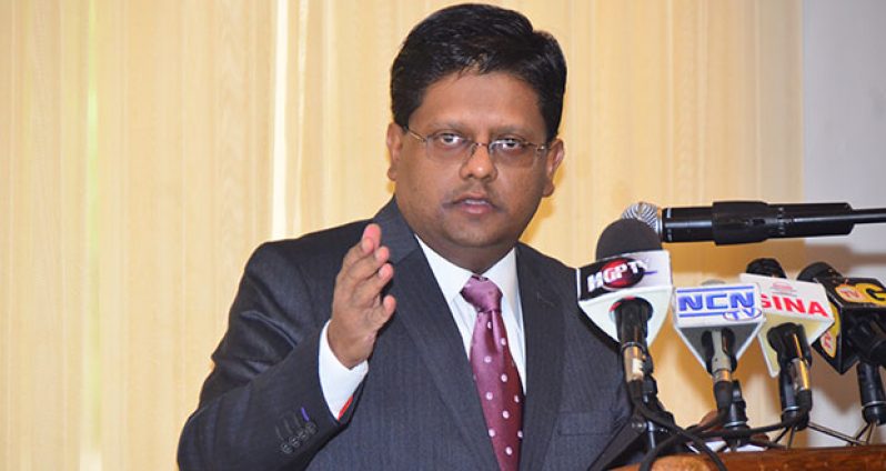 Finance Minister, Dr. Ashni Singh speaking Wednesday at the launch of the Guyana Maternal Health Acceleration Framework at the Herdmanston Lodge