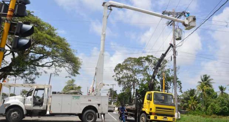 GPL linesmen carrying out maintenance works on power poles in Queenstown and Newtown