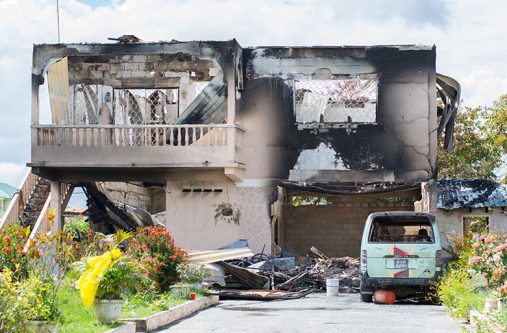 This was what was left of the Singhs home after the fire on Monday which claimed the life of his 59-year-old uncle (Delano Williams photo)