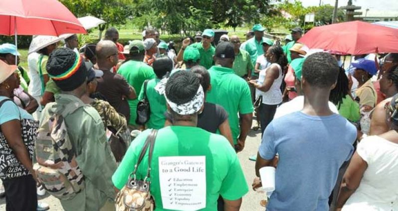 APNU supporters being addressed by party leader, Brigadier (Rt’d) David Granger