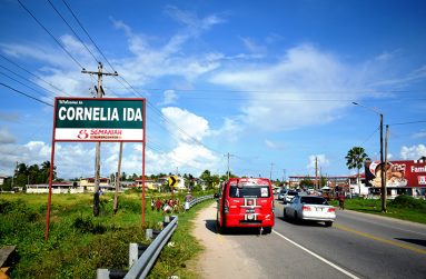 The road signage depicting the name of the village, Cornelia Ida.