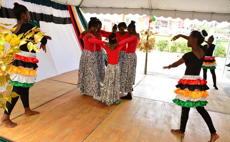 Students of the Good Intent Culture Group performing a dance at the event