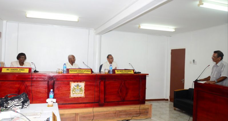 Hydar Ally makes his presentation before the CoI
