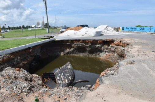 One of the sinkholes on the Kitty public road