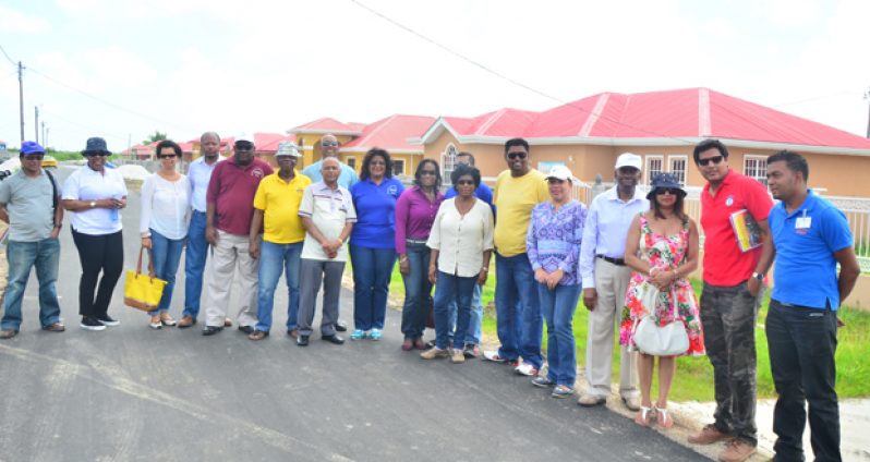 L-R Minister of Housing & Water Irfaan Ali (yellow T-shirt), Minister of Foreign Affairs, Carolyn Rodrigues-Birkett with members of the Heads of Overseas Mission and other staff members (Adrian Narine photo)