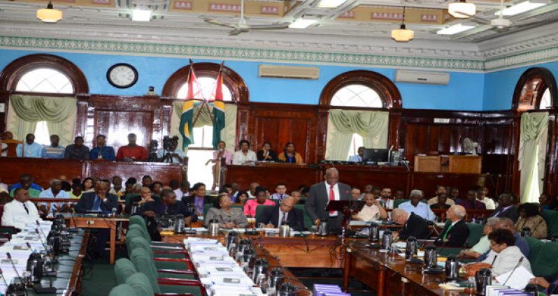 At the National Assembly yesterday. Note the empty PPP/C seats at the left