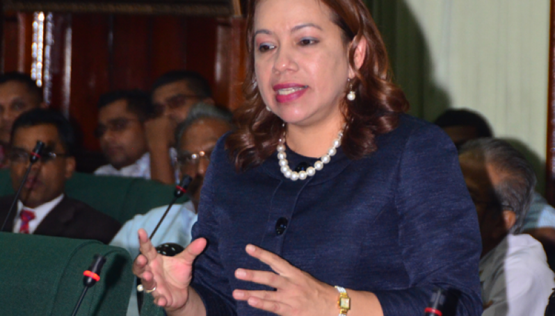 Foreign Affairs Minister Carolyn Rodrigues-Birkett in the National Assembly on Monday