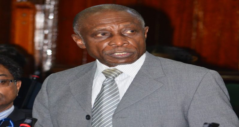 Foreign Minister, Mr Carl Greenidge at Parliament yesterday
