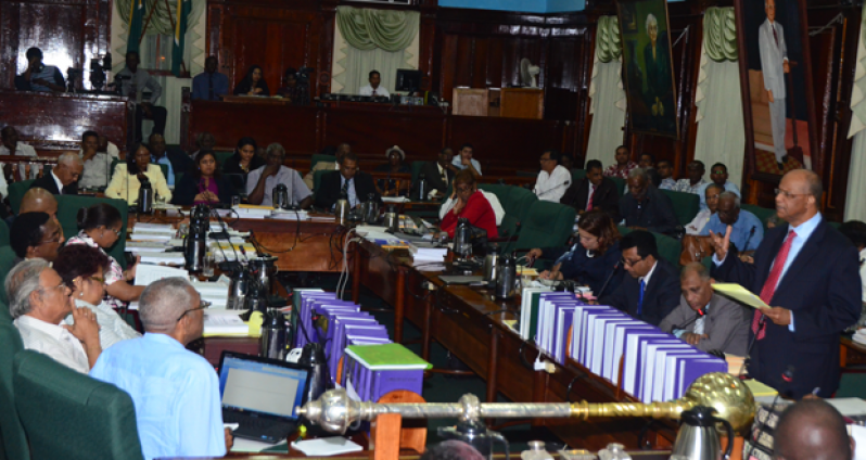Minister Clement Rohee during his budget debate presentation in the House.