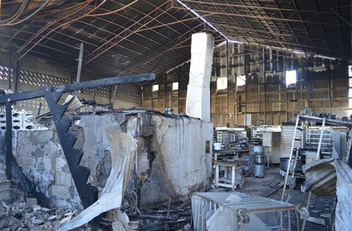 The remains of the interior of the bakery