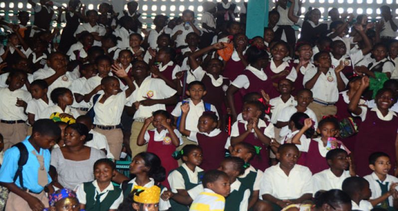 Part of the audience at the Cliff Anderson Sports Hall  yesterday (Photos by Adrian Narine)