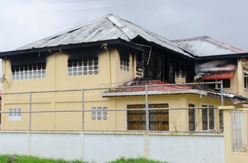 A view of the burnt upper flat of the the Drop-in Centre at Hadfield Street, whihc was destroyed by a fire