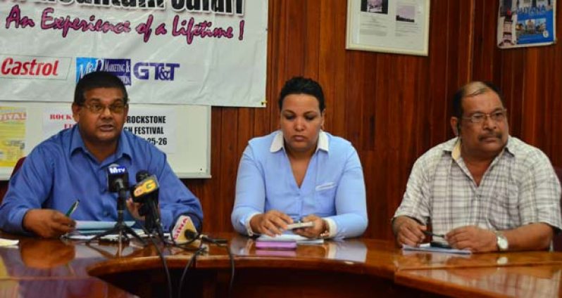 L-R GTA’s Director Indranauth Haralsingh, Safari Club Secretary Yonette Shahabuddeen and Safari Coordinator Frank Singh.