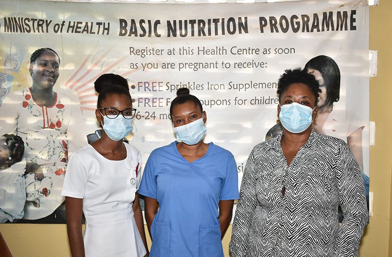 Lichfield Health Centre staffers: Midwife Alicia Gonsalves, Patient Care Assistant Tanika Maison and Caretaker Monique De Guair (Carl Croker photos)