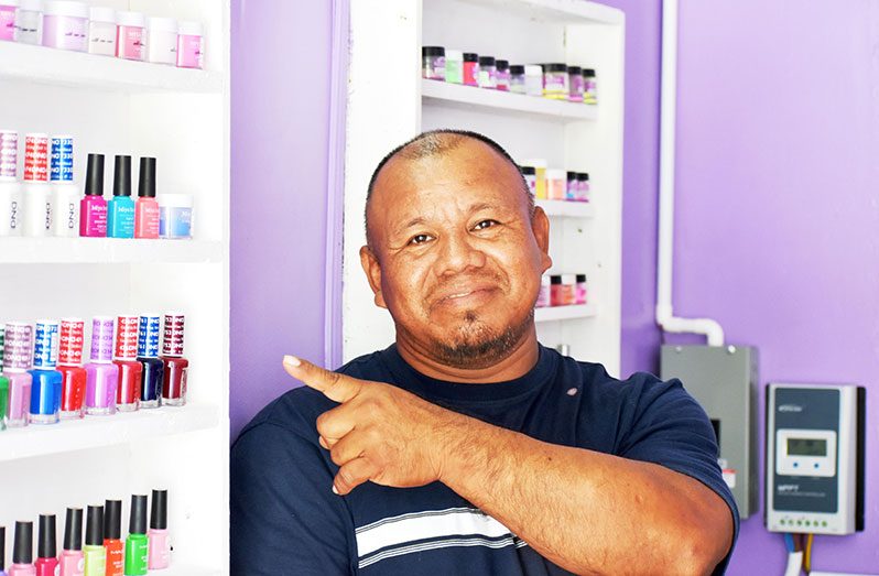 Nigel Phillips is a resident of Rosignol and is a male cosmetologist specializing in nails makeup and spa services. He was a security guard at the Blairmont Sugar Estate, but after becoming tired of the job, Phillips had a chance encounter which led him to being qualified in the profession and later opening his own business. Though he was at first hesitant because of what society would say about him, Phillips has no regrets about the choices he has made and his current success (Carl Croker photo)