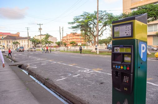 Citizens largely shunned the paid parking
spaces in Georgetown on Tuesday (Samuel
Maughn photo)