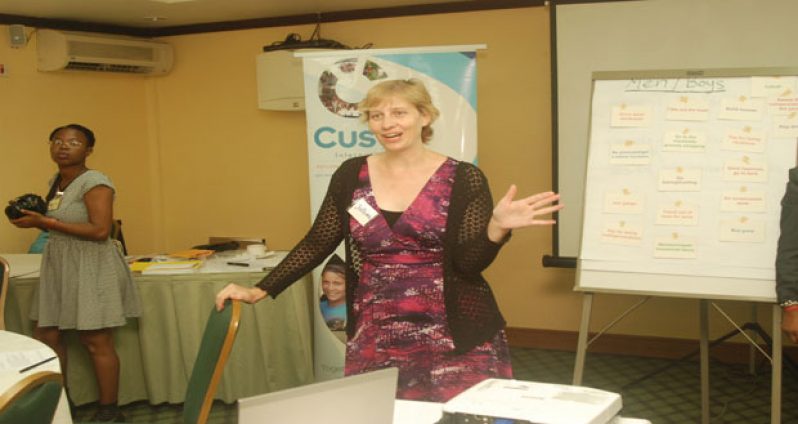 Jillian Hess, Gender Specialist as she interacted yesterday morning with participants