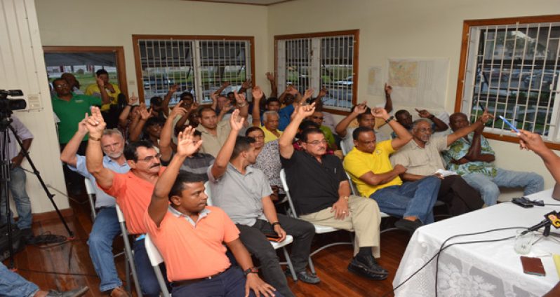 Passionate miners at the Guyana Gold and Diamond Miners Association’s (GGDMA) 32nd Annual General Meeting yesterday (Delano Williams photo)