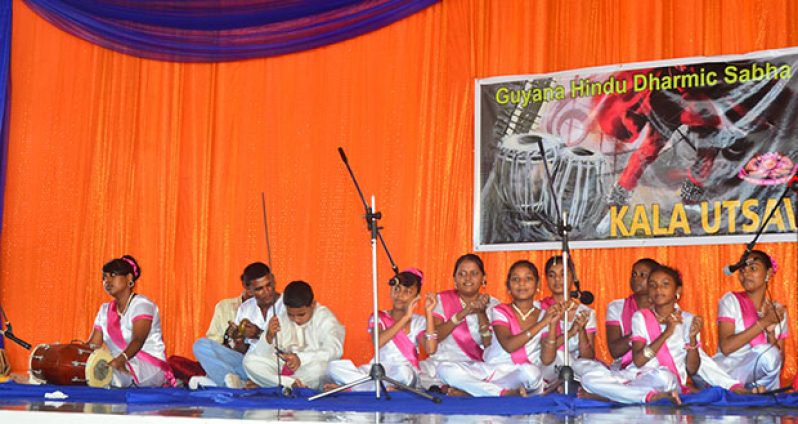 Singers from the East Bank Demerara prant showcasing their kirtan