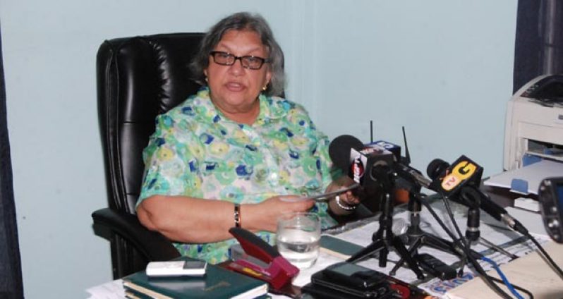 GNBA Chairperson Ms. Bibi Shaddick speaking at the press conference