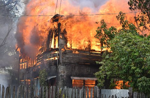 The raging fire consuming the Middle Road home