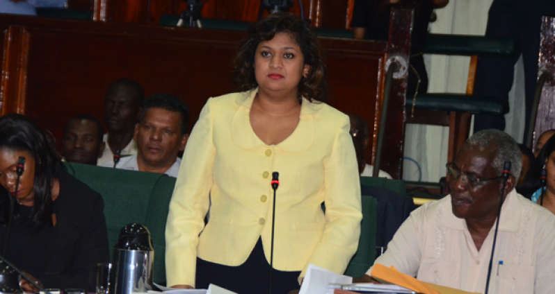 Minister Priya Manickchand in the National Assembly Friday