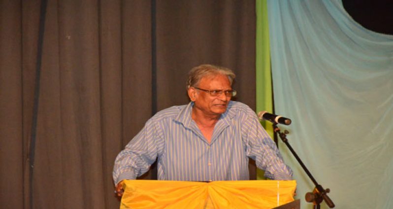 Minister of Education, Dr. Rupert Roopnaraine delivering his remarks at the launch of the music initiative