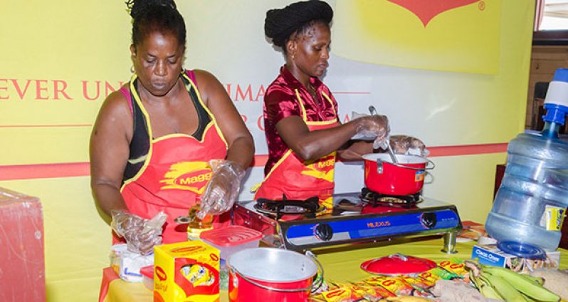 Participants engaged in cooking a low-cost healthy meal on Sunday during the “Maggi, the power of a meal” initiative