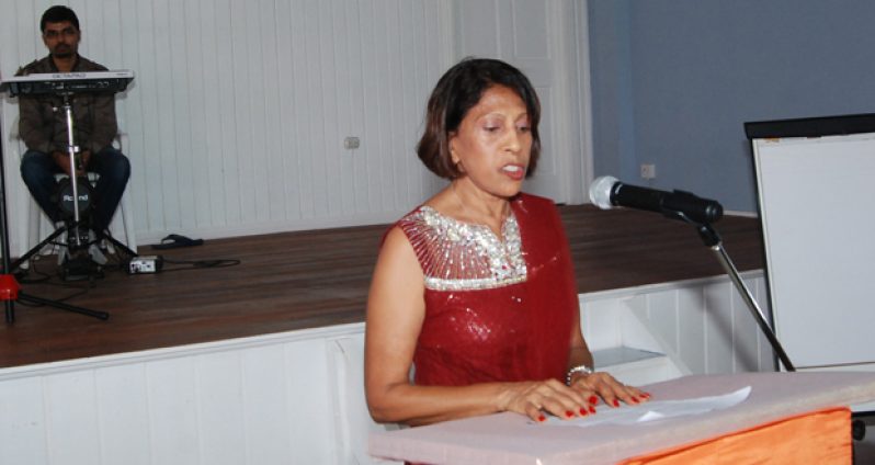 First Lady, Deolatchmee Ramotar making her address to the gathering