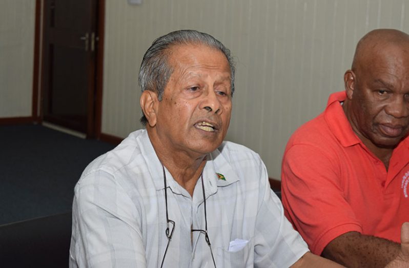 GAWU president, Komal Chand, speaking to members of the media on Friday