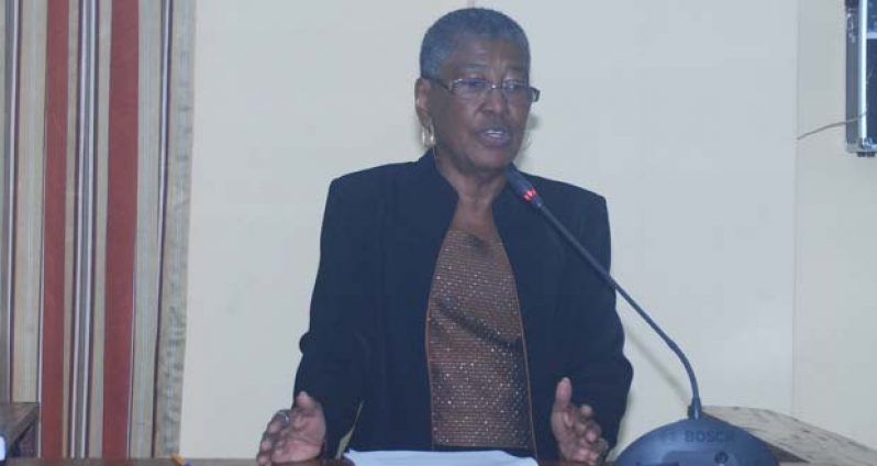 Dr. Patricia Rodney, wife of the late Dr. Walter Rodney, takes the stand yesterday