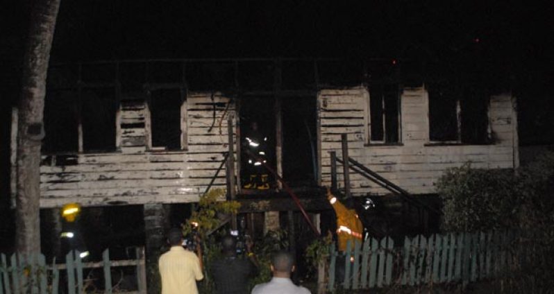 The remains of the house which was gutted last evening
