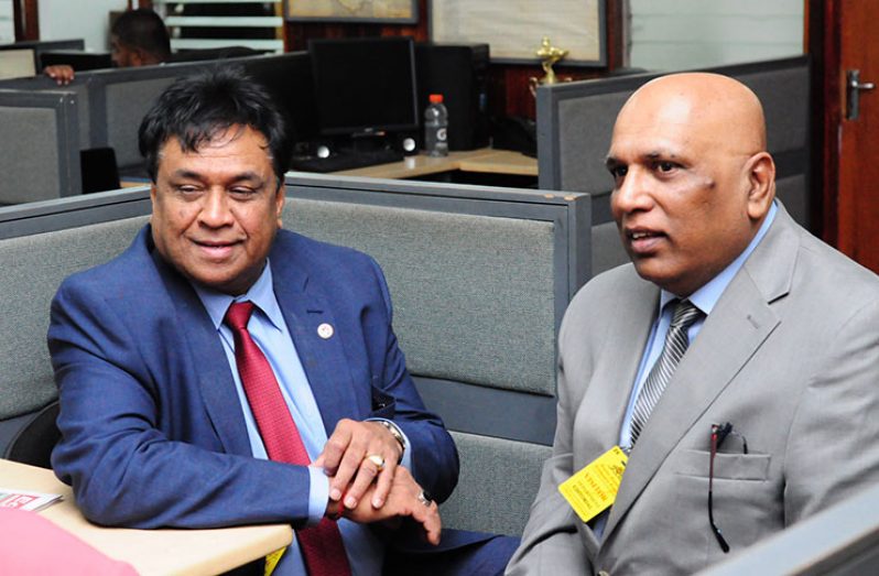 Seated at left is Mr. Bashkar Sharma and at right is Canadian Broadcasting icon, Mr. Nada Rajkumar.