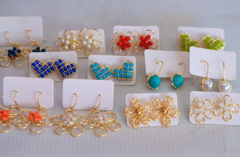 The wide array of earrings to choose from at Divas Art and Craft Store. (Photos by Delano Williams)