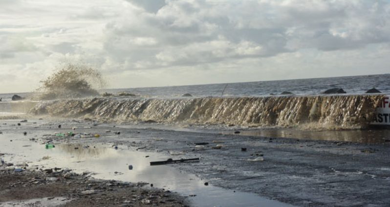 A recent photo of the overtopping due to high tide