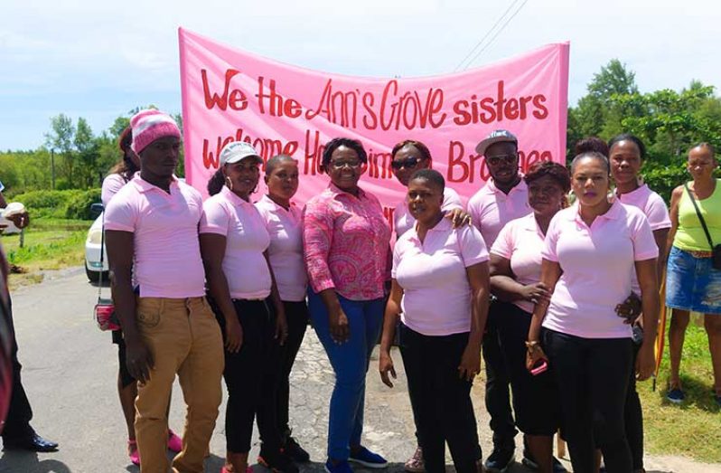 Minister within the Ministry of Natural Resources, Simona Broomes, with members of the newly formed Ann’s Grove Sisters group