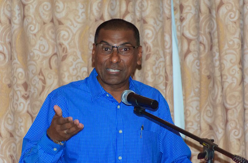 Chief Medical Officer, Dr Shamdeo Persaud, addressing stakeholders at the Grand Coastal Hotel, East Coast Demerara