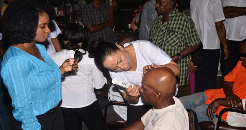 A person being tested for glaucoma yesterday (Photos by Samuel Maughn)