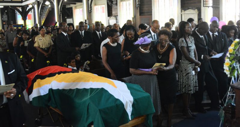 Mrs. Vera Moore and other bereaved family members during the Thanksgiving Service at St. Andrew’s Kirk