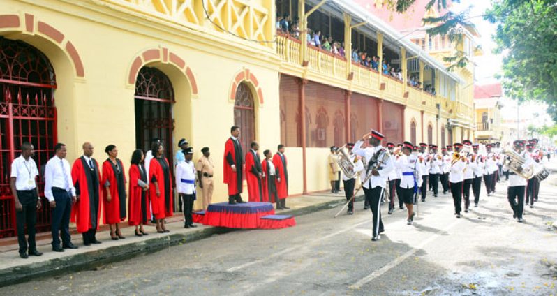 Honouring a tradition: At the ceremonial opening of the June Criminal Session yesterday (Photo by Samuel Maughn)