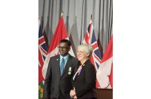 Narine Dat Sookram poses with Lieutenant Governor of Toronto, Edith Dumont