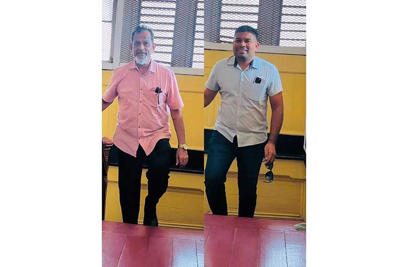 Nazar Mohamed and his son, Opposition Leader Azruddin Mohamed, at the High Court on Tuesday